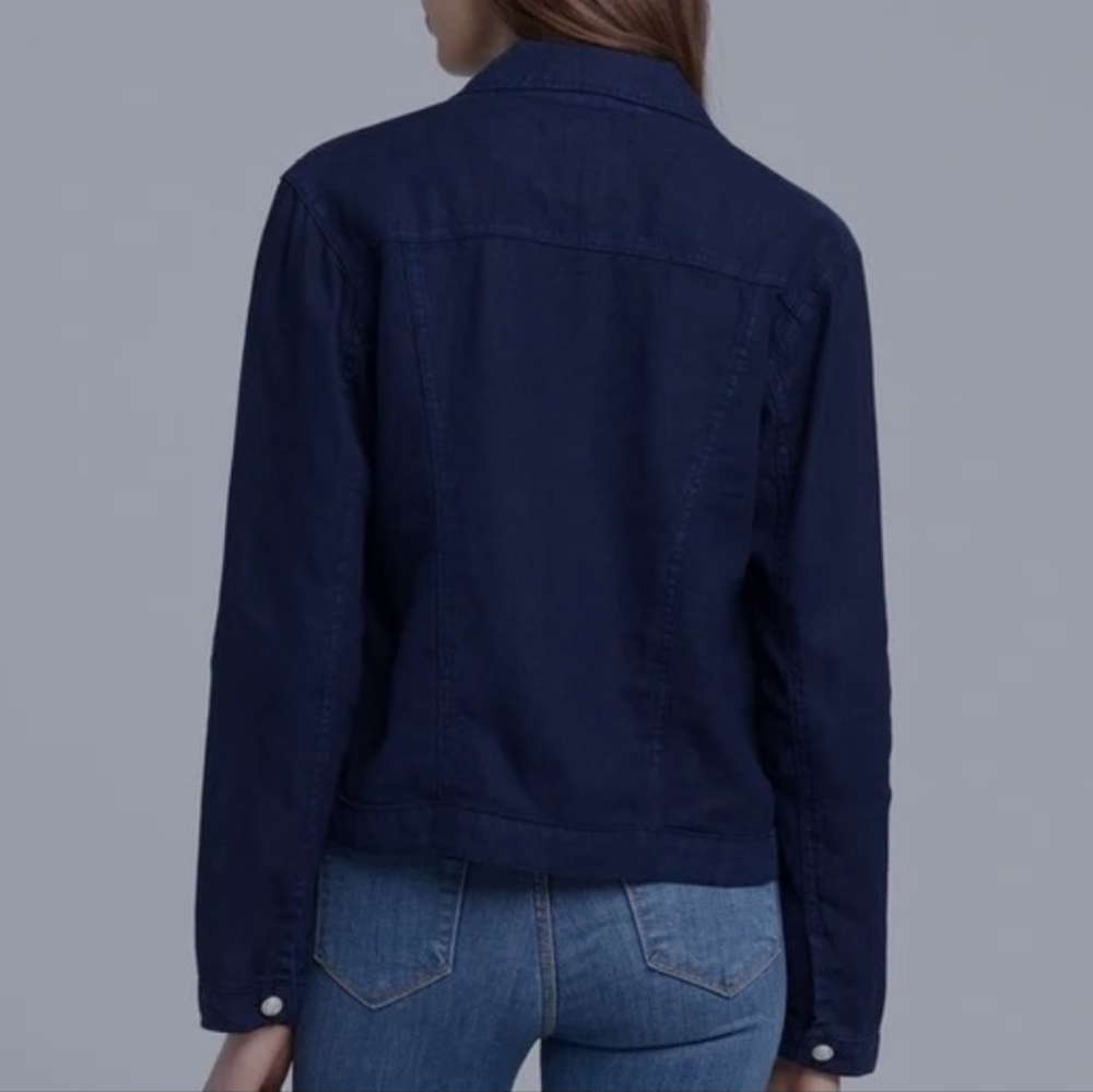 L’agence | Celine Slim Jacket In Marine Ocean Blue denim size small Petit - Picture 3 of 12